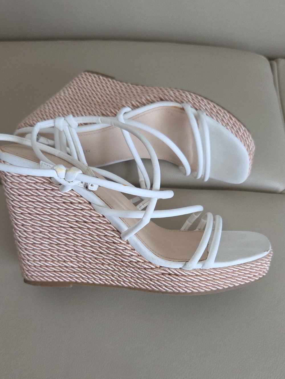 Marc Fisher White Strappy Wedge Sandals
